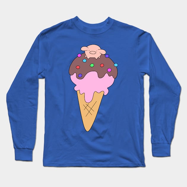 Icecream Cone Pig Long Sleeve T-Shirt by saradaboru